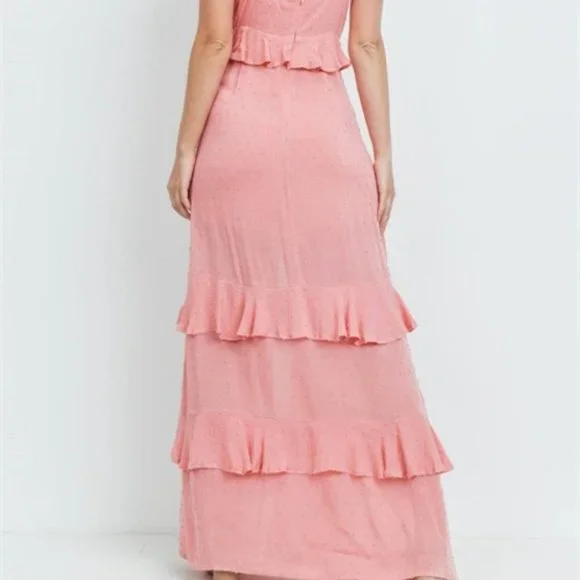 PINK MAXI TEXTURED DRESS - Picture 6 of 10
